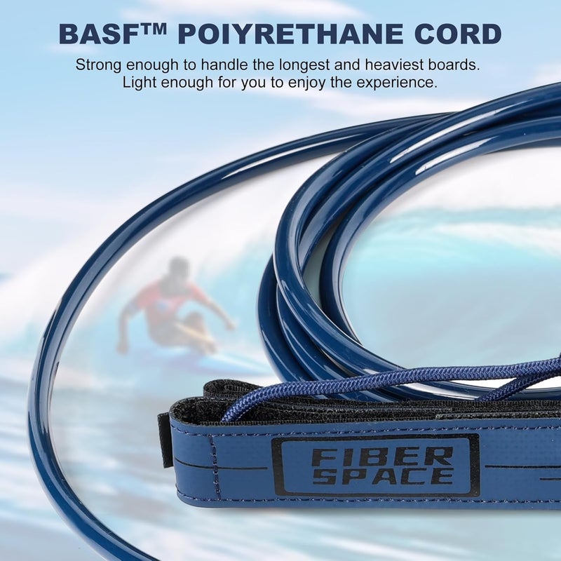 FIBER SPACE Premium Surf Leash. High Resistance Lightweight, for All Types of Surfboards. 6/9 feet-5 Colors. - Image 2